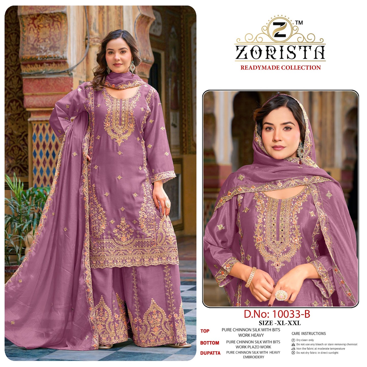 Design 10033 Zorista Chinnon Silk Pakistani Readymade Suits Wholesale Price