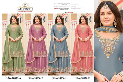 Design 10036 Zorista Chinnon Silk Pakistani Readymade Suits Wholesale Rate