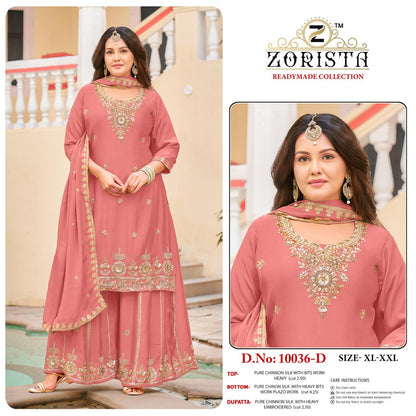 Design 10036 Zorista Chinnon Silk Pakistani Readymade Suits Wholesale Rate