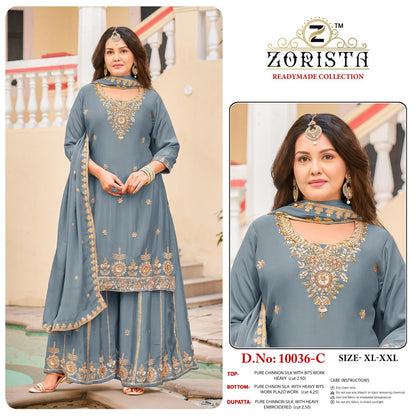 Design 10036 Zorista Chinnon Silk Pakistani Readymade Suits Wholesale Rate