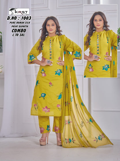 Design 1003 Krst Roman Silk Readymade Pant Style Suits Wholesale Rate