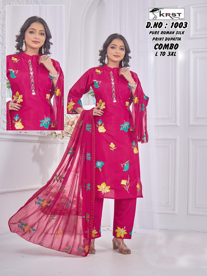 Design 1003 Krst Roman Silk Readymade Pant Style Suits Wholesale Rate