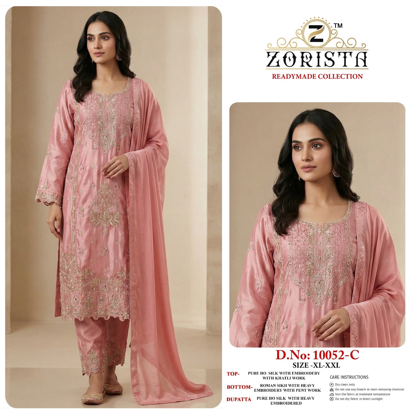 Design 10052 Zorista Silk Pakistani Readymade Suits Wholesale Price