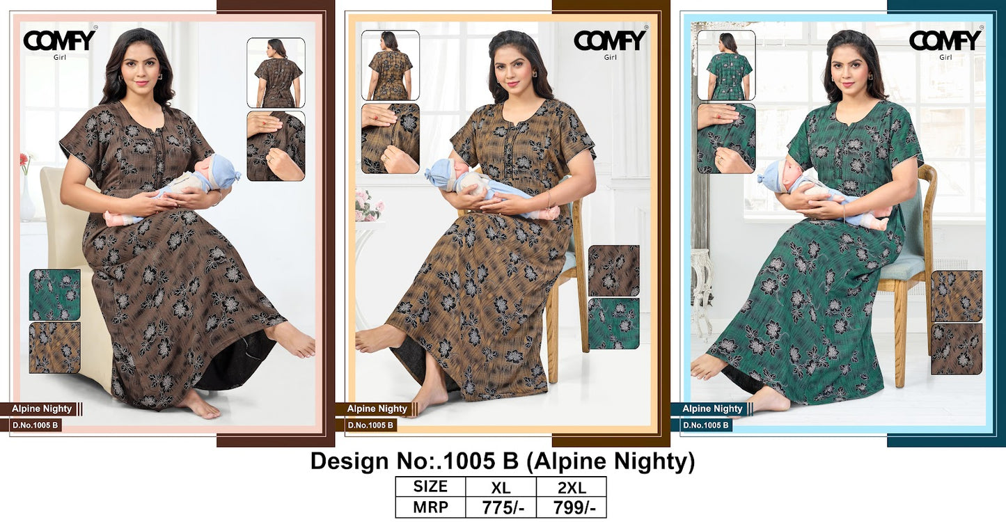 Design 1005 Comfy Alpine Feeding Night Gown Exporter Ahmedabad