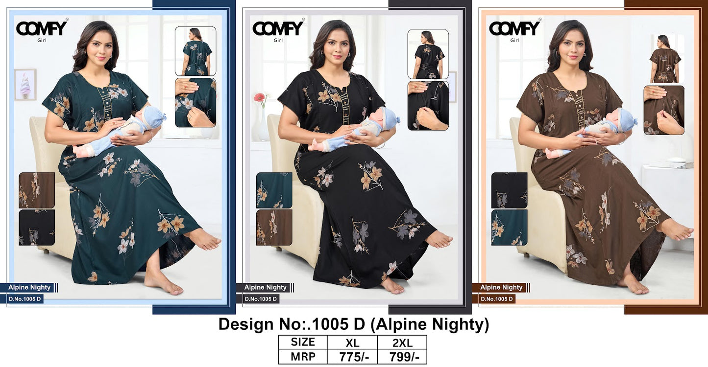 Design 1005 Comfy Alpine Feeding Night Gown Exporter Ahmedabad
