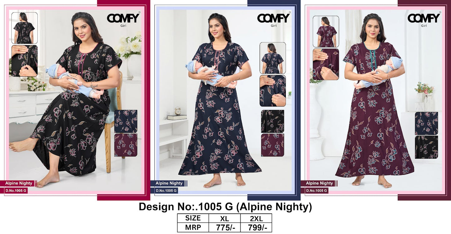 Design 1005 Comfy Alpine Feeding Night Gown Exporter Ahmedabad