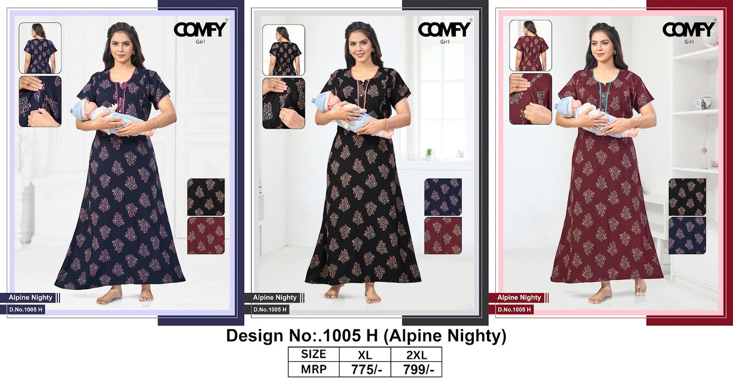 Design 1005 Comfy Alpine Feeding Night Gown Exporter Ahmedabad