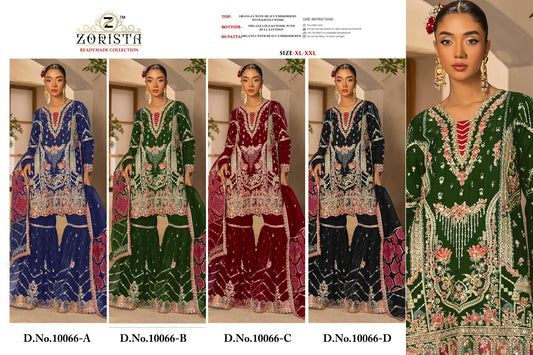 Design 10066 Zorista Organza Silk Pakistani Readymade Suits Wholesale Price