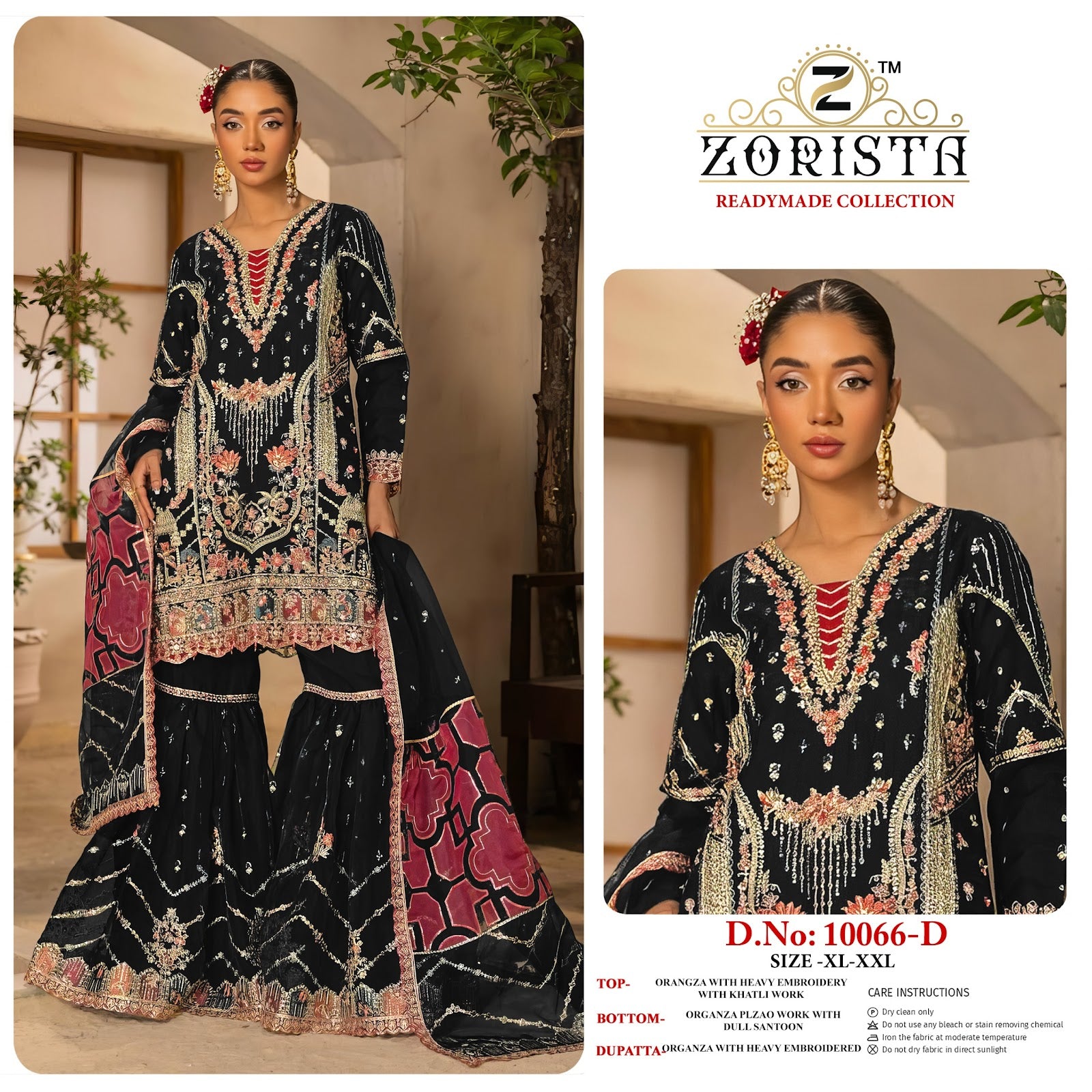 Design 10066 Zorista Organza Silk Pakistani Readymade Suits Wholesale Price
