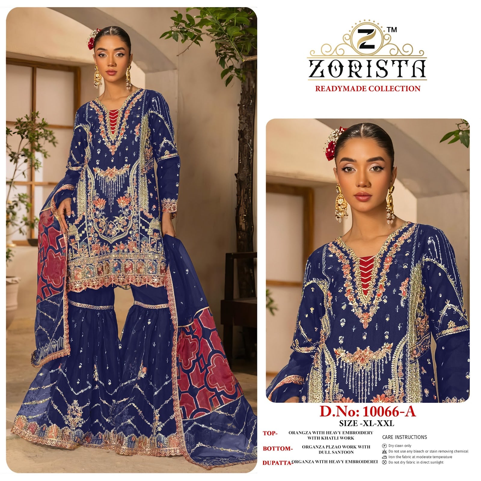 Design 10066 Zorista Organza Silk Pakistani Readymade Suits Wholesale Price