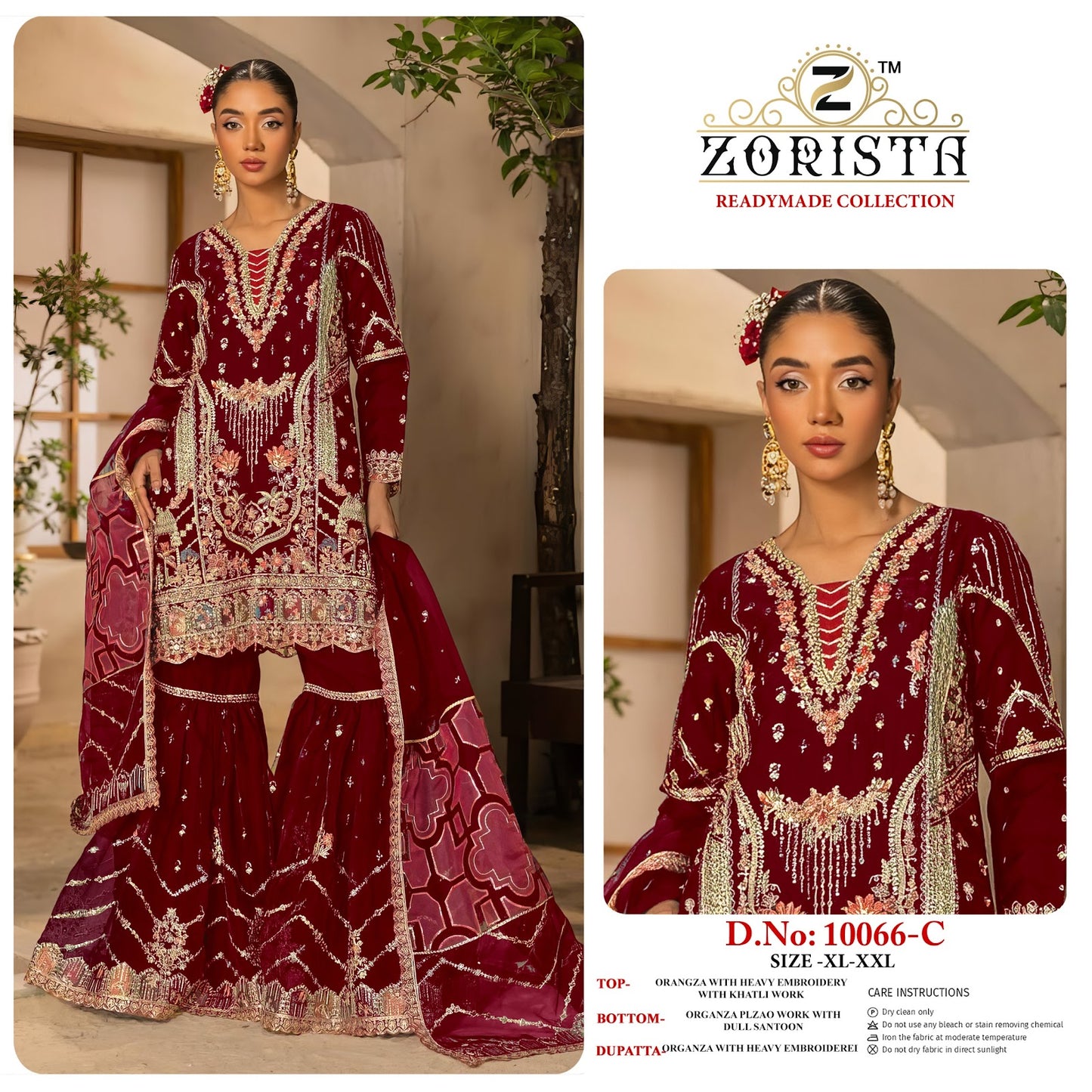 Design 10066 Zorista Organza Silk Pakistani Readymade Suits Wholesale Price