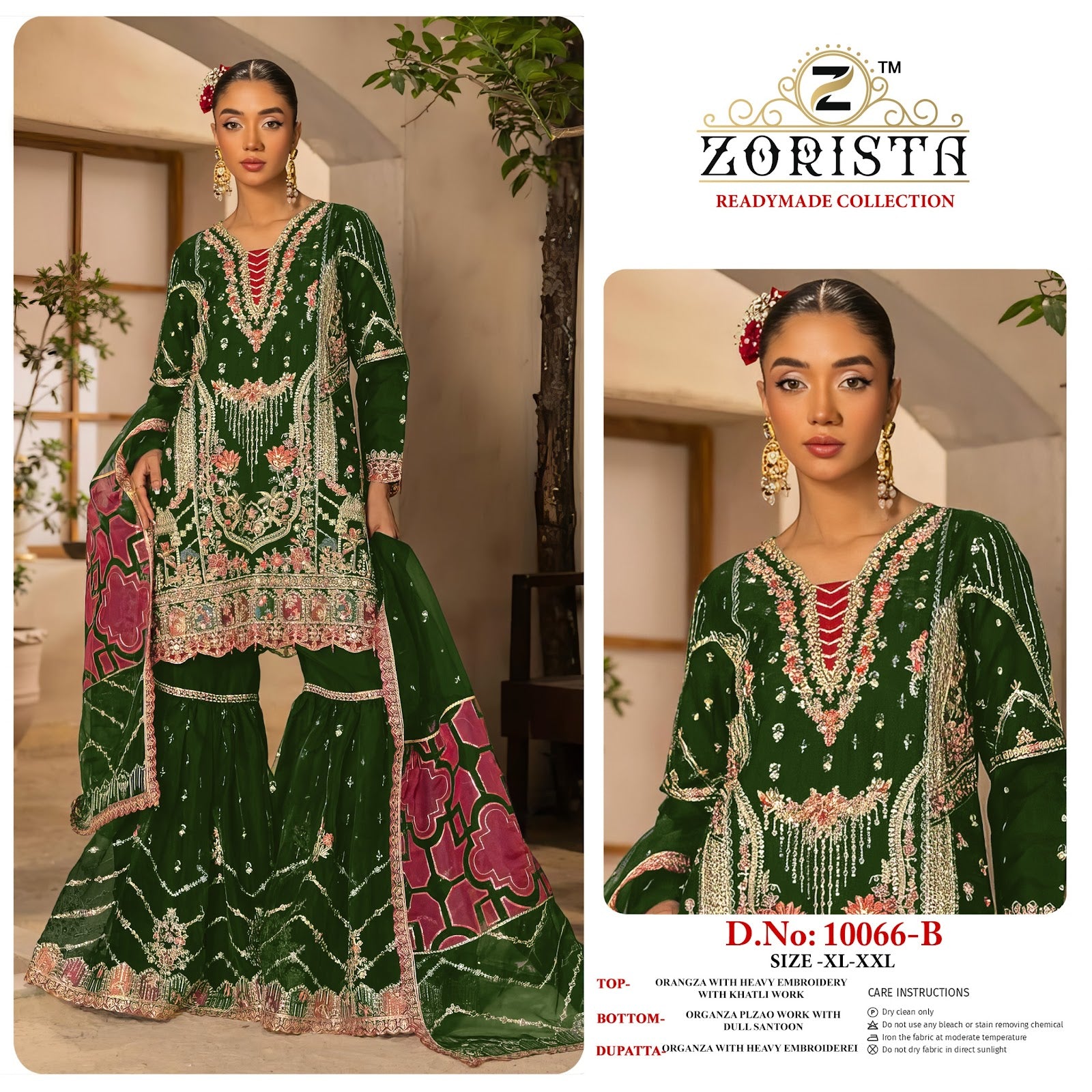 Design 10066 Zorista Organza Silk Pakistani Readymade Suits Wholesale Price