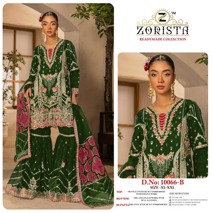Design 10066 Zorista Organza Silk Pakistani Readymade Suits Wholesale Price