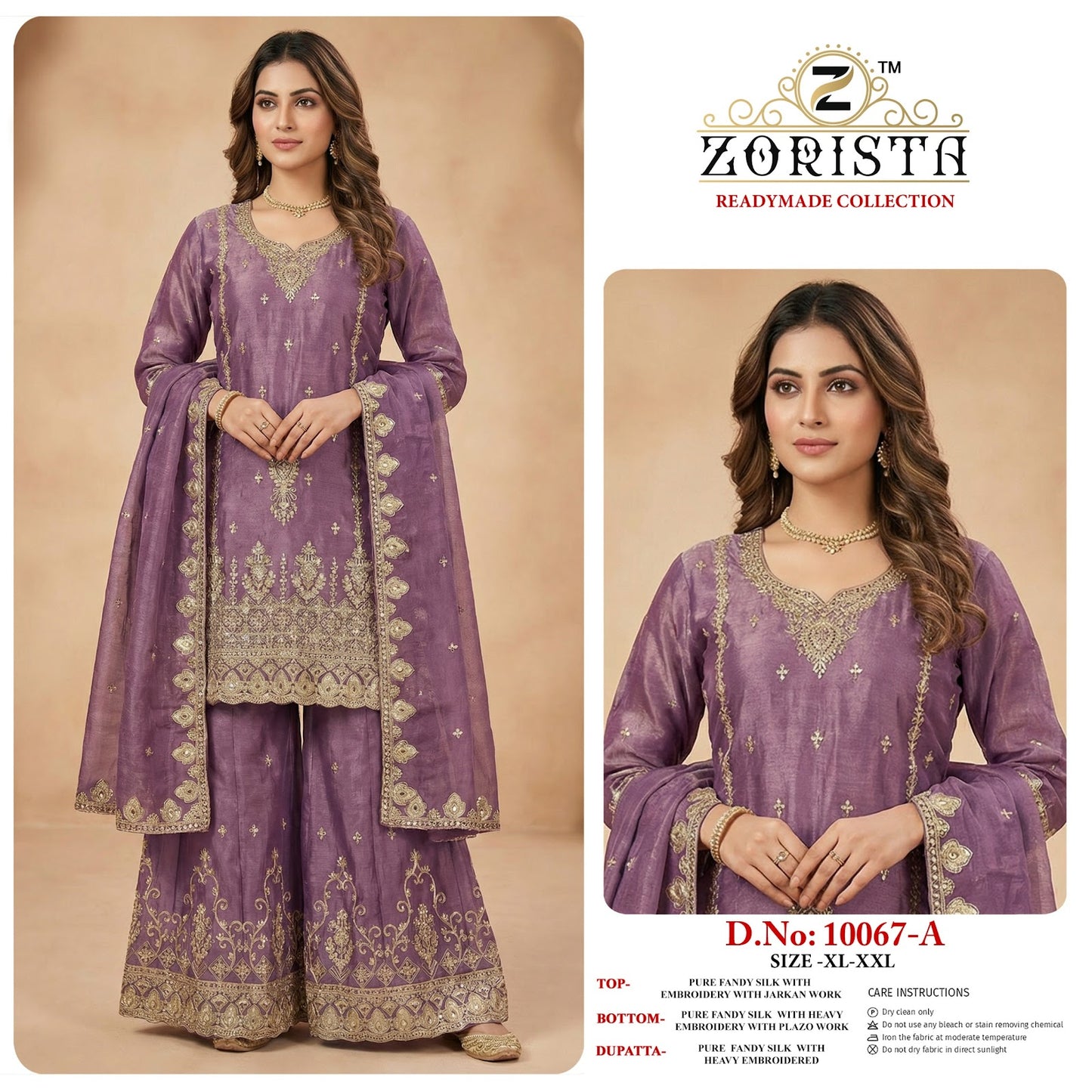 Design 10067 Zorista Fandy Silk Pakistani Readymade Suits Wholesaler