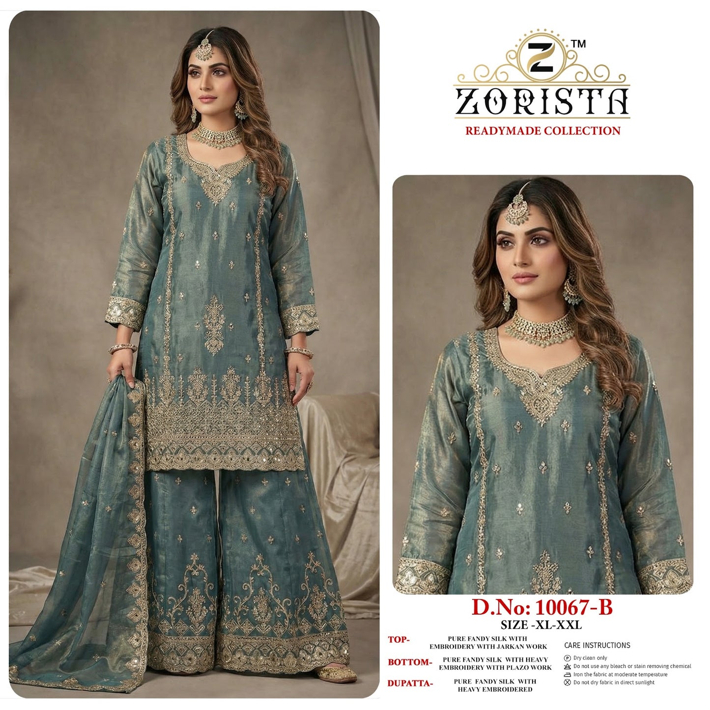 Design 10067 Zorista Fandy Silk Pakistani Readymade Suits Wholesaler