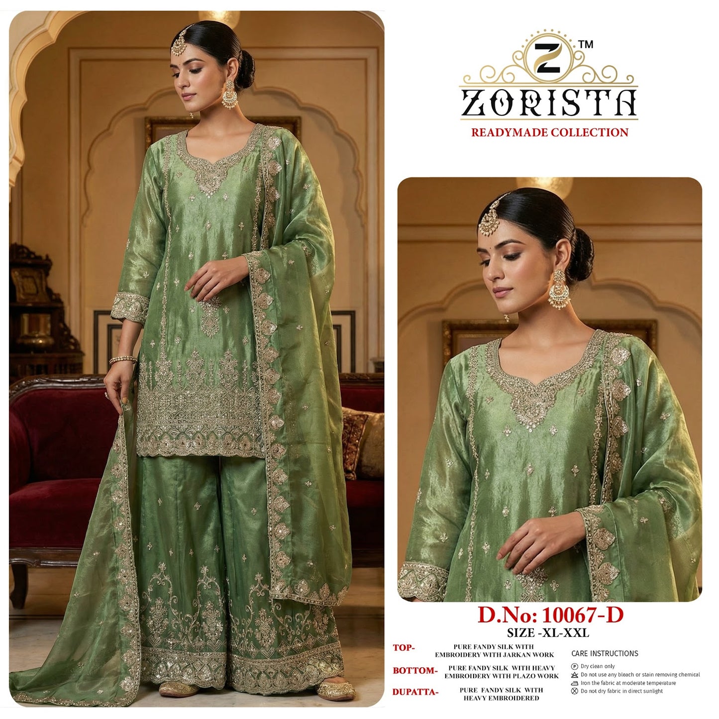 Design 10067 Zorista Fandy Silk Pakistani Readymade Suits Wholesaler