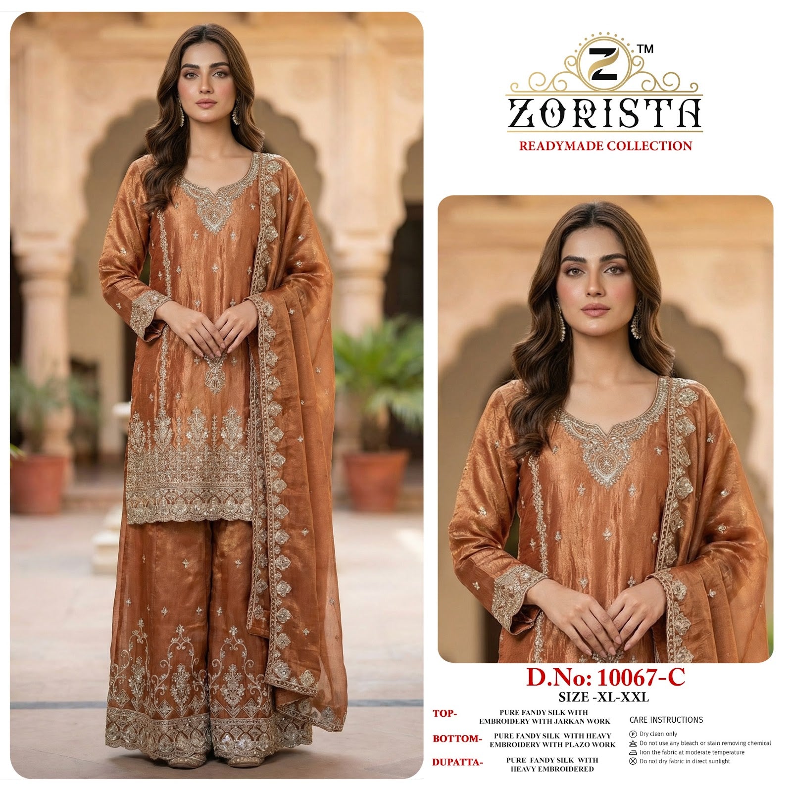 Design 10067 Zorista Fandy Silk Pakistani Readymade Suits Wholesaler