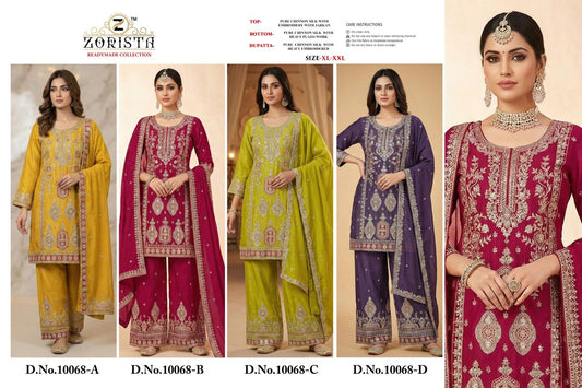 Design 10068 Zorista Chinnon Silk Pakistani Readymade Suits Manufacturer India