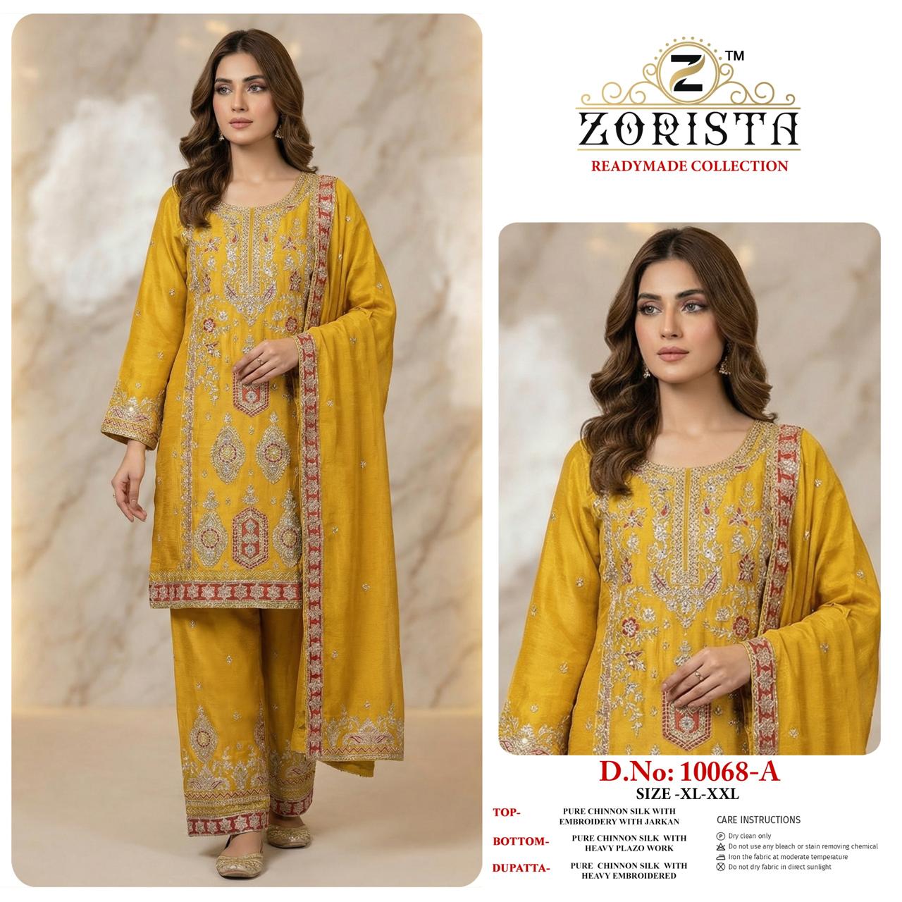 Design 10068 Zorista Chinnon Silk Pakistani Readymade Suits Manufacturer India