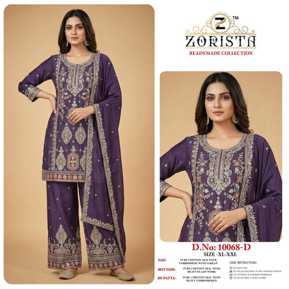 Design 10068 Zorista Chinnon Silk Pakistani Readymade Suits Manufacturer India