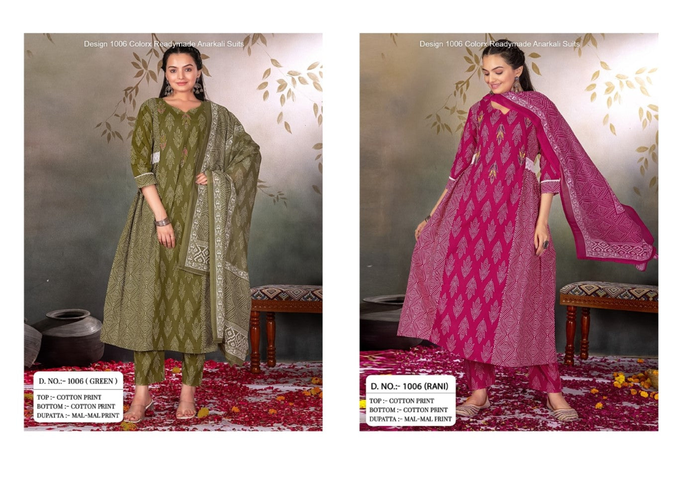 Design 1006 Colorx Cotton Readymade Anarkali Suits Wholesale Rate