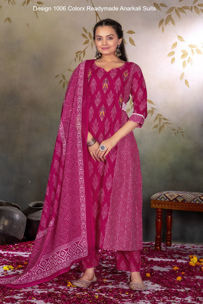 Design 1006 Colorx Cotton Readymade Anarkali Suits Wholesale Rate