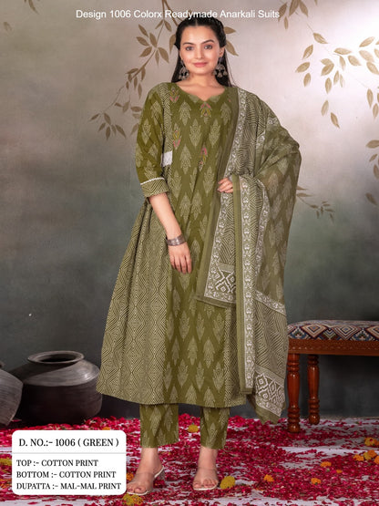 Design 1006 Colorx Cotton Readymade Anarkali Suits Wholesale Rate