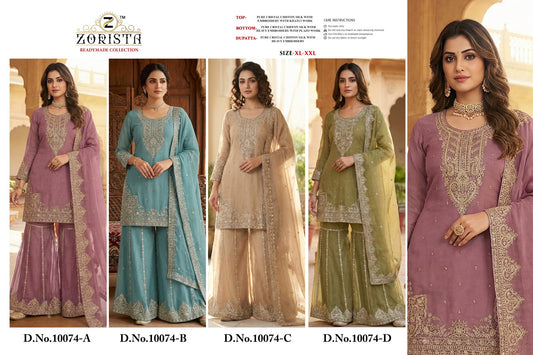 Design 10074 Zorista Crystal Silk Pakistani Readymade Suits Exporter