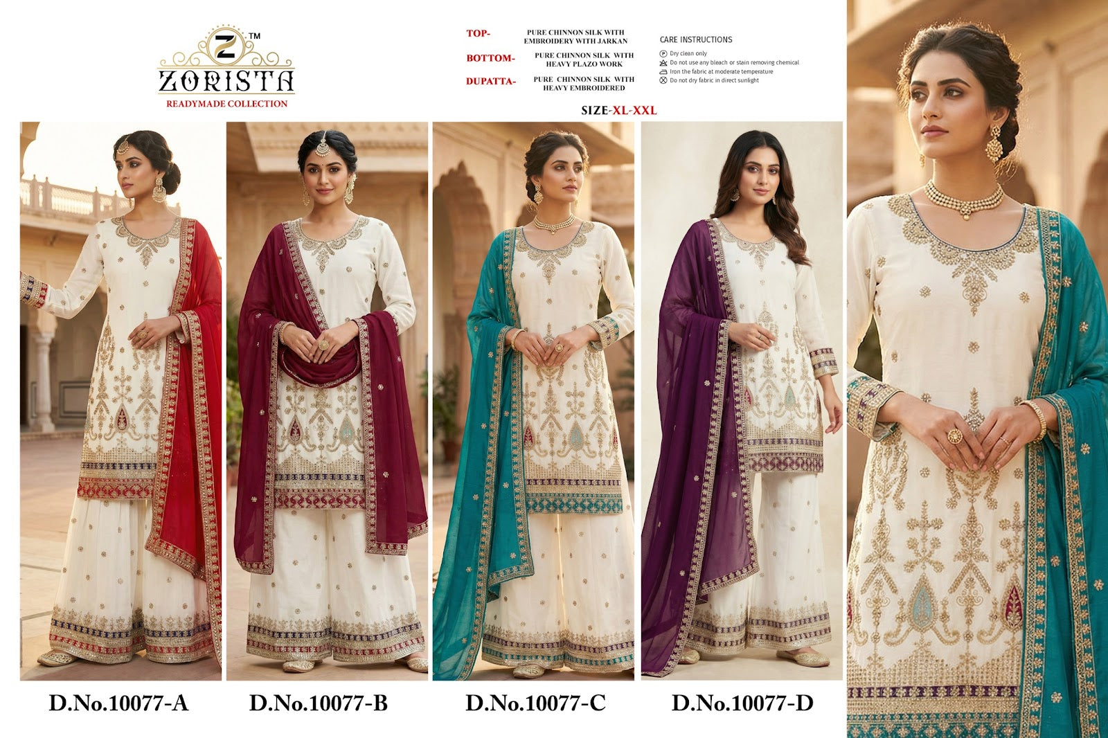 Design 10077 Zorista Chinnon Silk Pakistani Readymade Suits Wholesaler India