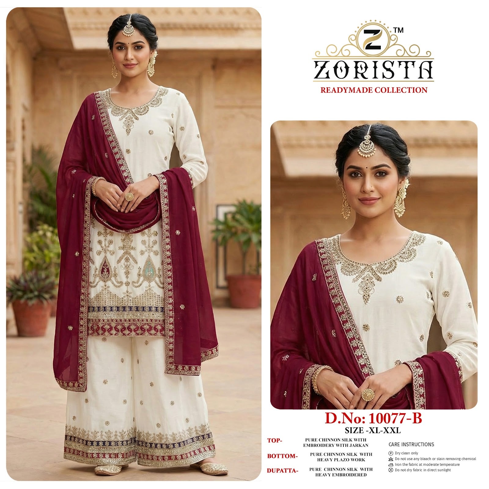 Design 10077 Zorista Chinnon Silk Pakistani Readymade Suits Wholesaler India