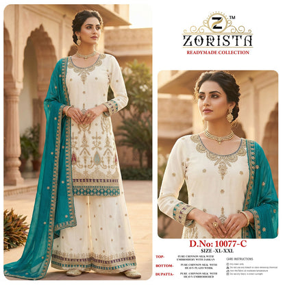 Design 10077 Zorista Chinnon Silk Pakistani Readymade Suits Wholesaler India