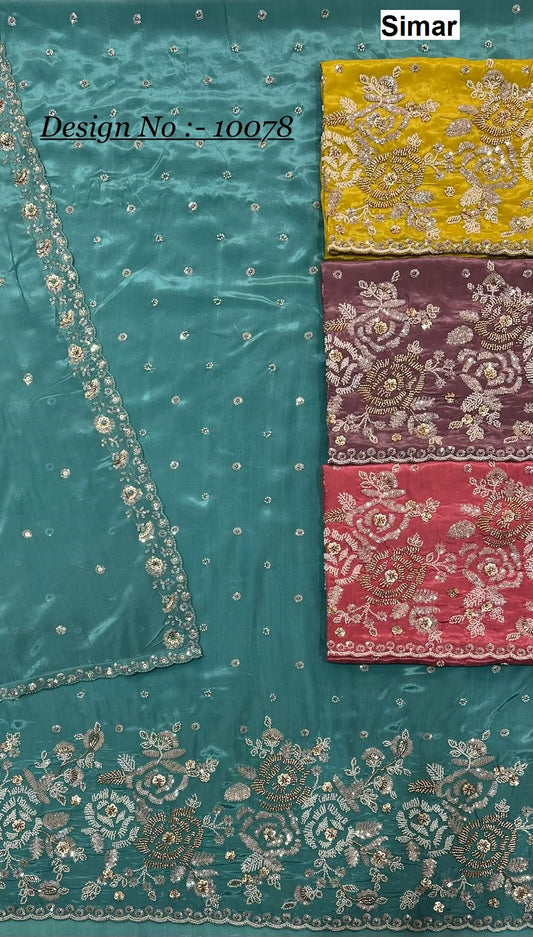 Design 10078 Simar Organza Salwar Suits Manufacturer Gujarat