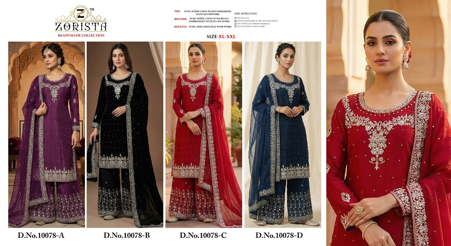 Design 10078 Zorista Jimmy Choo Pakistani Readymade Suits Wholesaler Ahmedabad