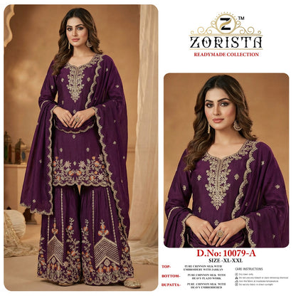 Design 10079 Zorista Chinnon Silk Pakistani Readymade Suits Supplier Gujarat