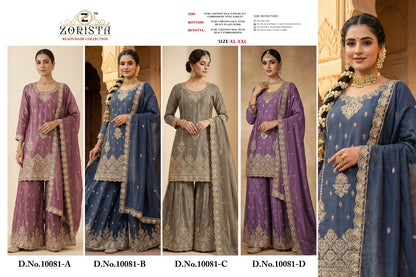 Design 10081 Zorista Chinnon Silk Pakistani Readymade Suits Wholesale Price