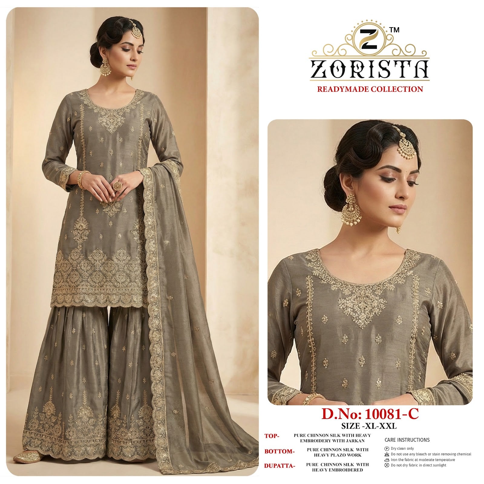 Design 10081 Zorista Chinnon Silk Pakistani Readymade Suits Wholesale Price