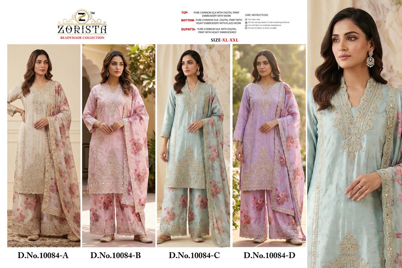 Design 10084 Zorista Chinnon Silk Pakistani Readymade Suits Wholesaler