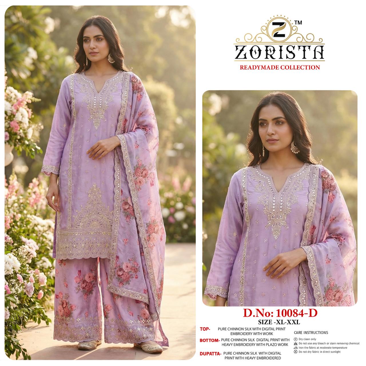 Design 10084 Zorista Chinnon Silk Pakistani Readymade Suits Wholesaler