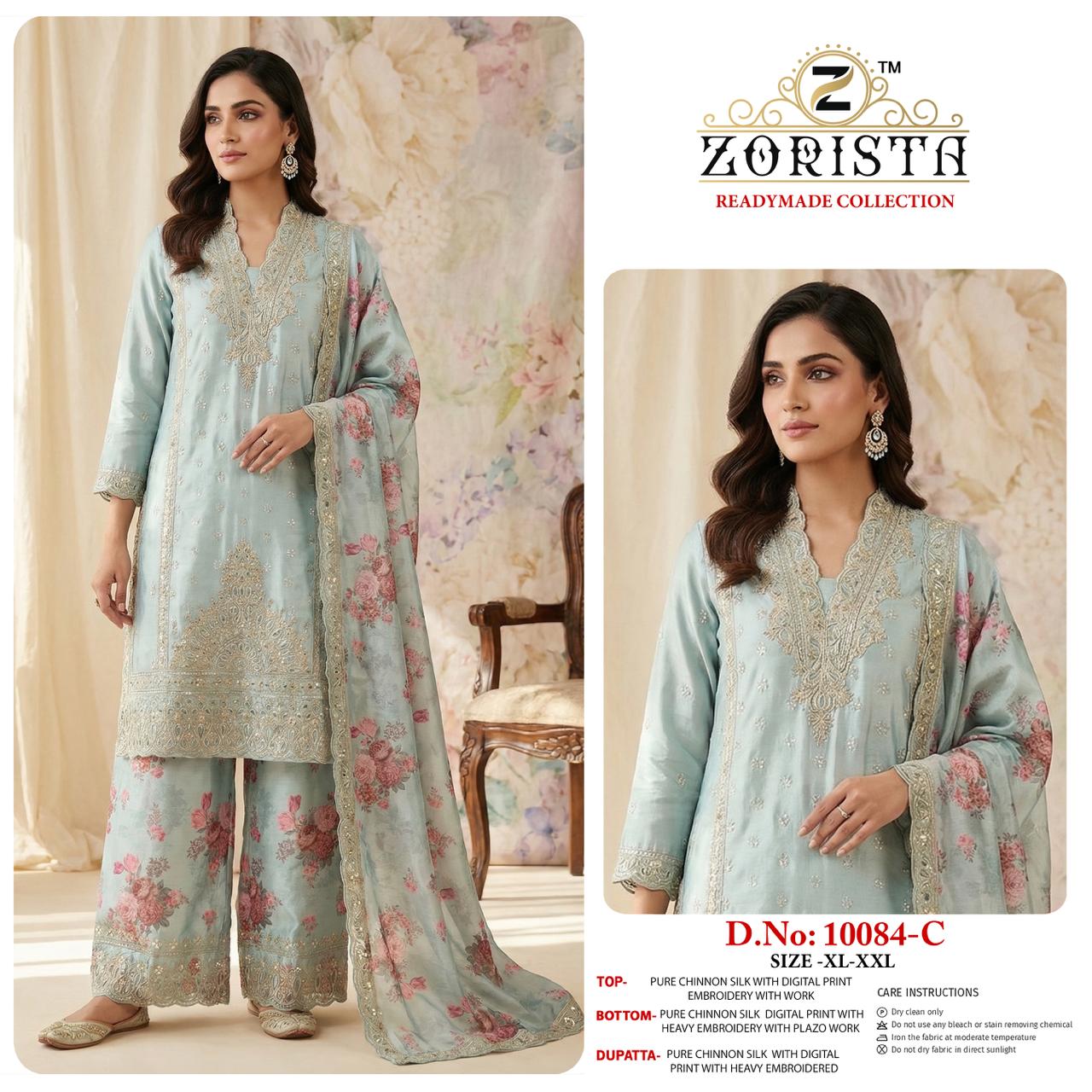 Design 10084 Zorista Chinnon Silk Pakistani Readymade Suits Wholesaler