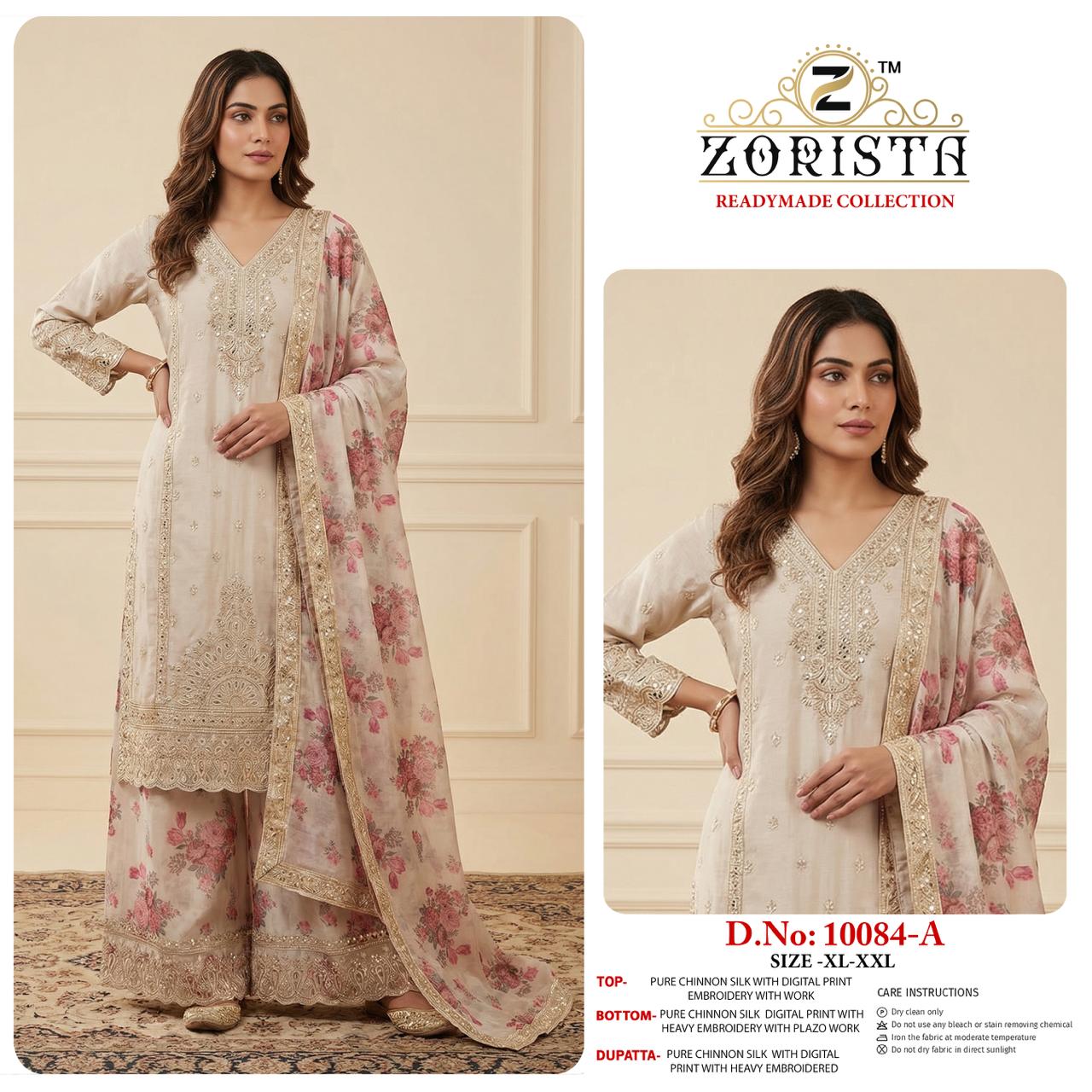 Design 10084 Zorista Chinnon Silk Pakistani Readymade Suits Wholesaler