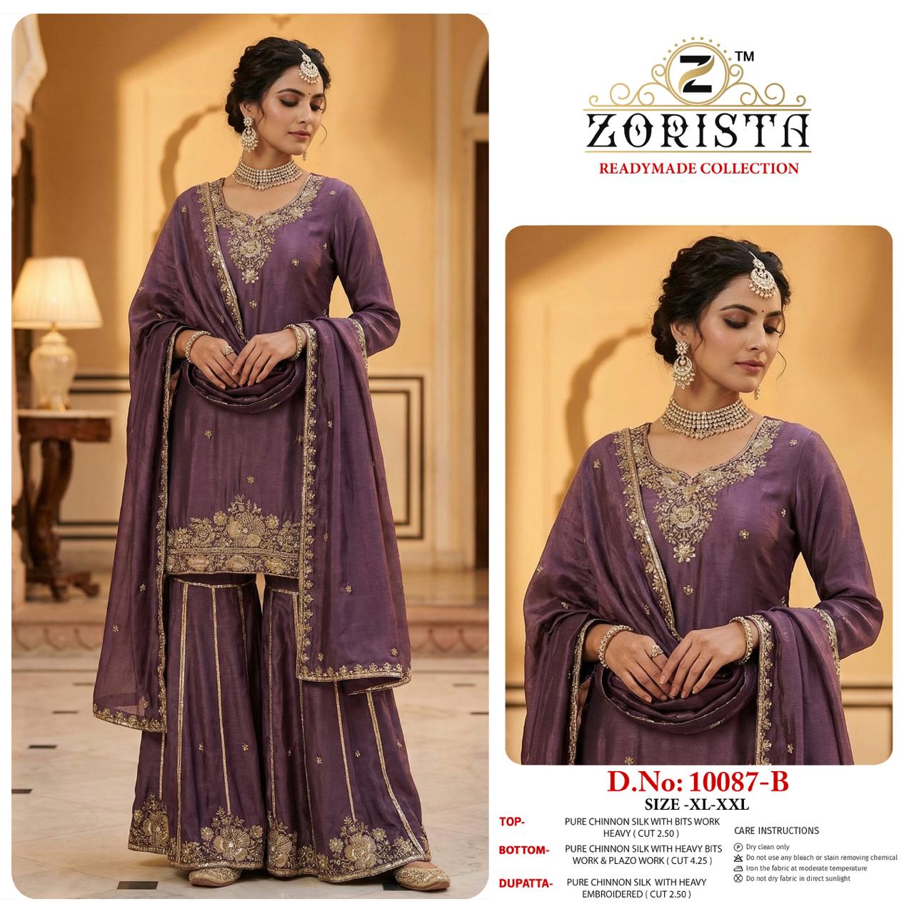 Design 10087 Zorista Chinnon Silk Pakistani Readymade Suits Manufacturer India