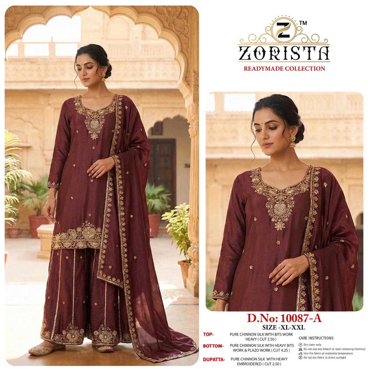 Design 10087 Zorista Chinnon Silk Pakistani Readymade Suits Manufacturer India