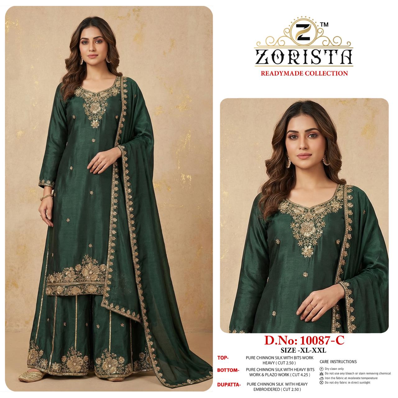 Design 10087 Zorista Chinnon Silk Pakistani Readymade Suits Manufacturer India