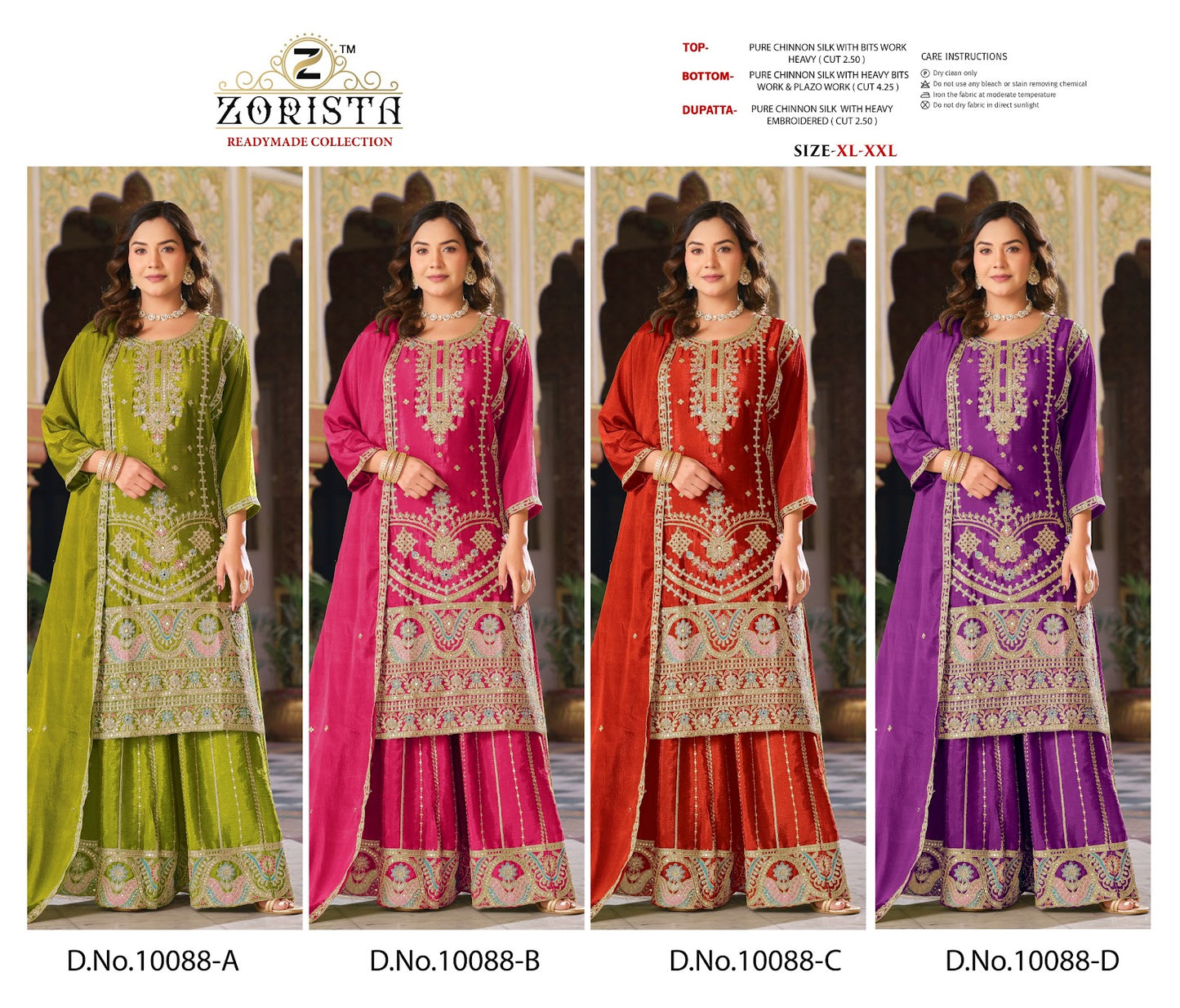 Design 10088 Zorista Chinnon Silk Pakistani Readymade Suits Wholesaler Ahmedabad