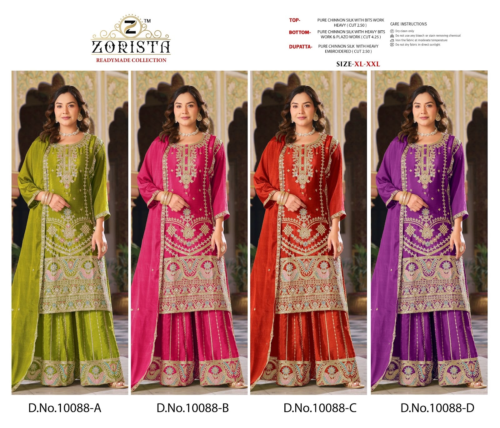 Design 10088 Zorista Chinnon Silk Pakistani Readymade Suits Wholesaler Ahmedabad