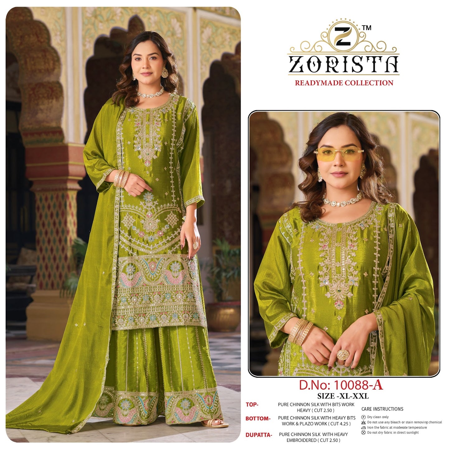 Design 10088 Zorista Chinnon Silk Pakistani Readymade Suits Wholesaler Ahmedabad