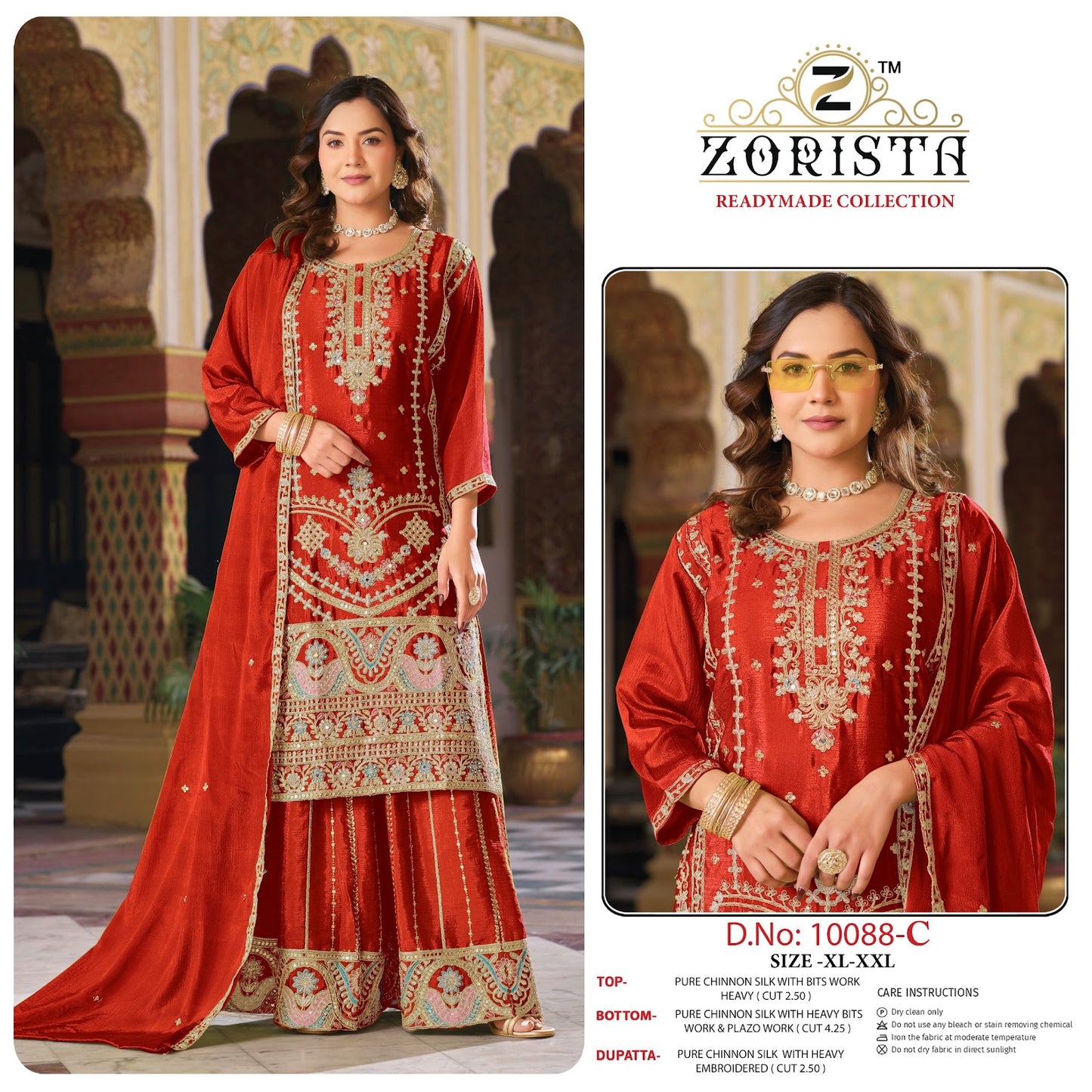 Design 10088 Zorista Chinnon Silk Pakistani Readymade Suits Wholesaler Ahmedabad