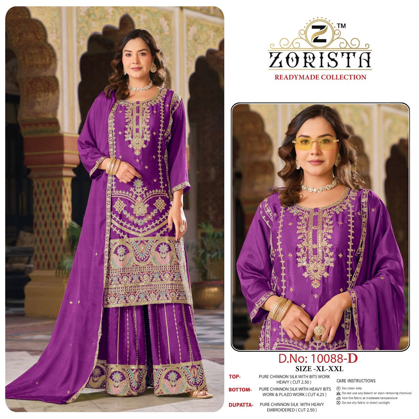 Design 10088 Zorista Chinnon Silk Pakistani Readymade Suits Wholesaler Ahmedabad