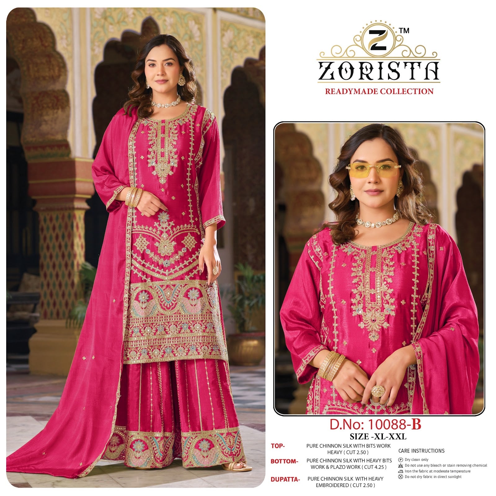 Design 10088 Zorista Chinnon Silk Pakistani Readymade Suits Wholesaler Ahmedabad