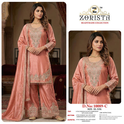 Design 10089 Zorista Chinnon Silk Pakistani Readymade Suits Supplier